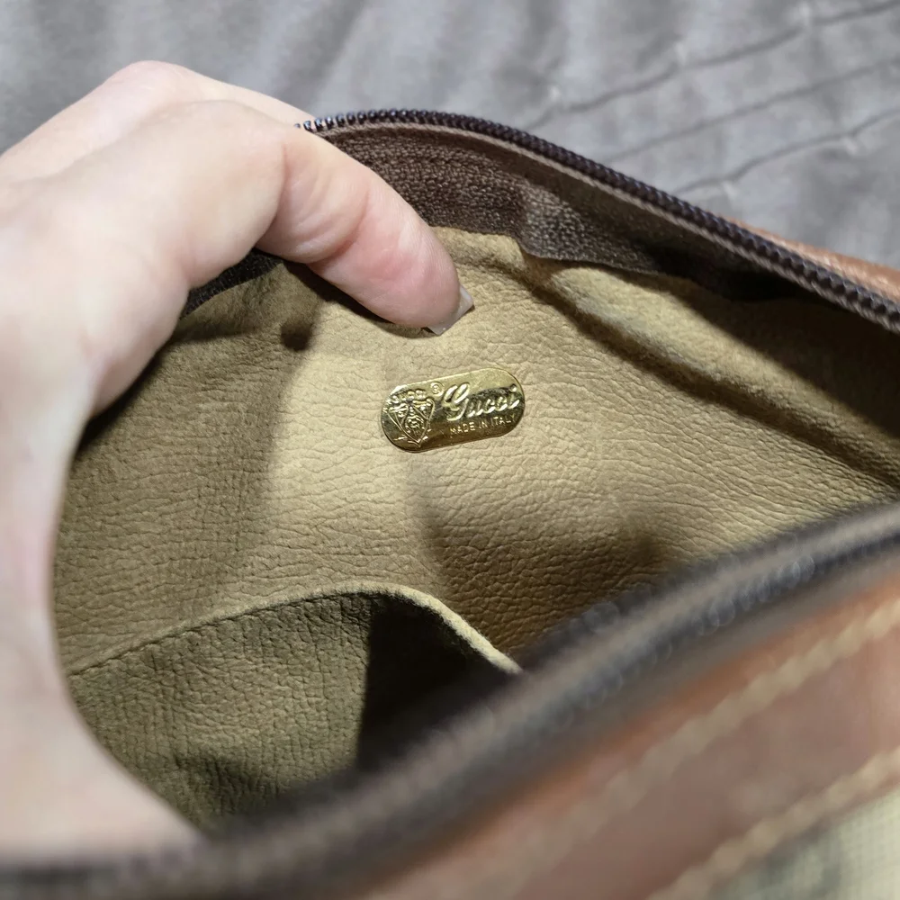 Gucci Authentic Tan and Brown Cosmetic Bag - Picture 6 of 8